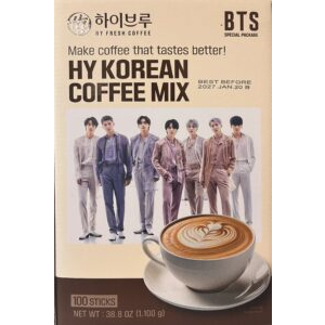 HY BTS 3-in-1 Coffee Mix, 100 Sticks 하이브루 방탄커피믹스